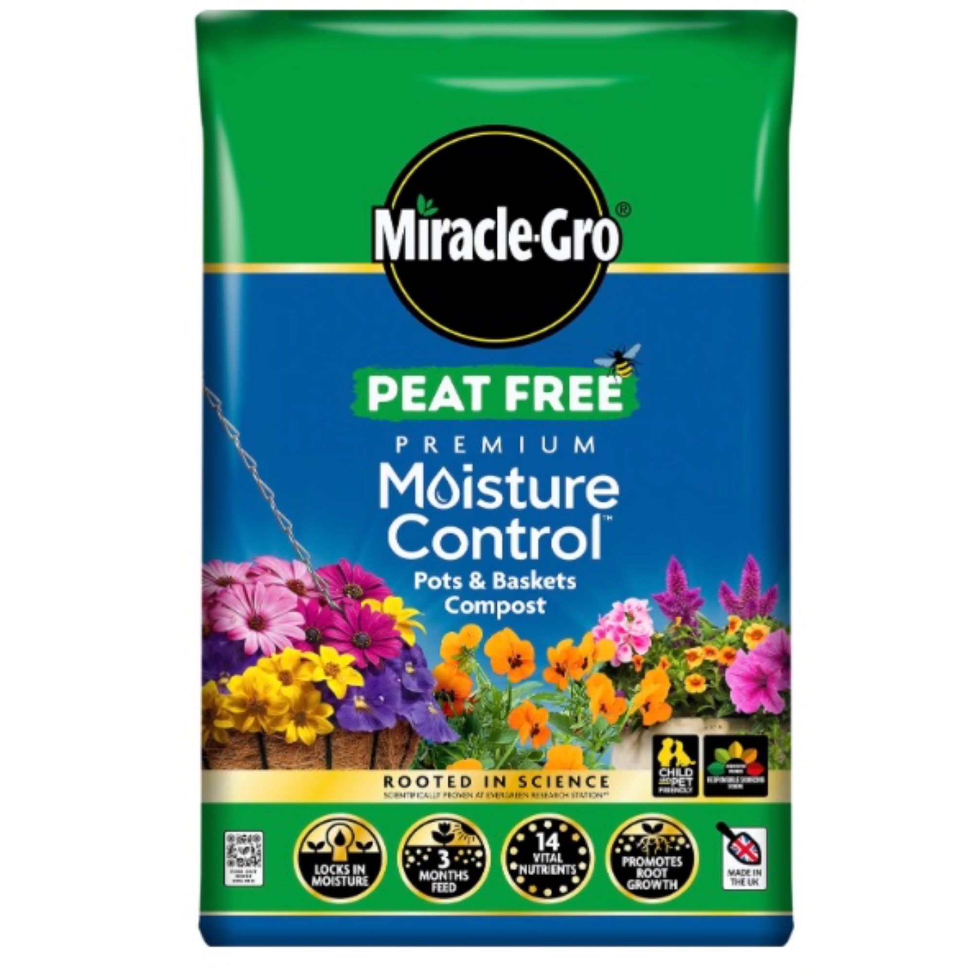 Miracle Gro Peat Free Premium Moisture Control Compost, 40 litres