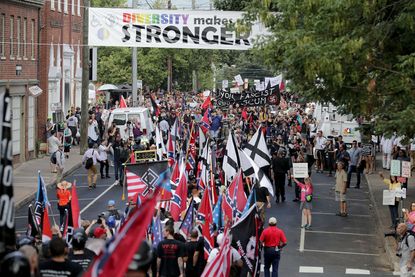 Overview of protest in Charlottesville, Virginia.