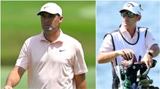 Scottie Scheffler and stand-in caddie Michael Cromie who will be on the bag at the BMW Championship