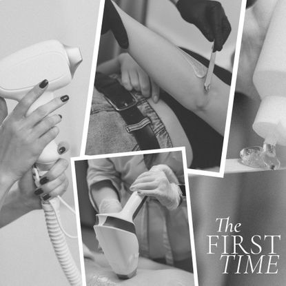 collage of laser hair removal machines and process