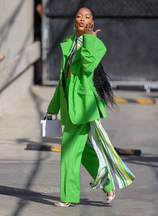 Keke Palmer is seen at "Jimmy Kimmel Live" on March 16, 2022 in Los Angeles, California.