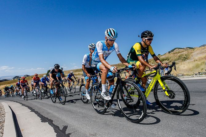 The peloton continues the chase over the KOM during stage 1 of the 2019 Tour of Utah
