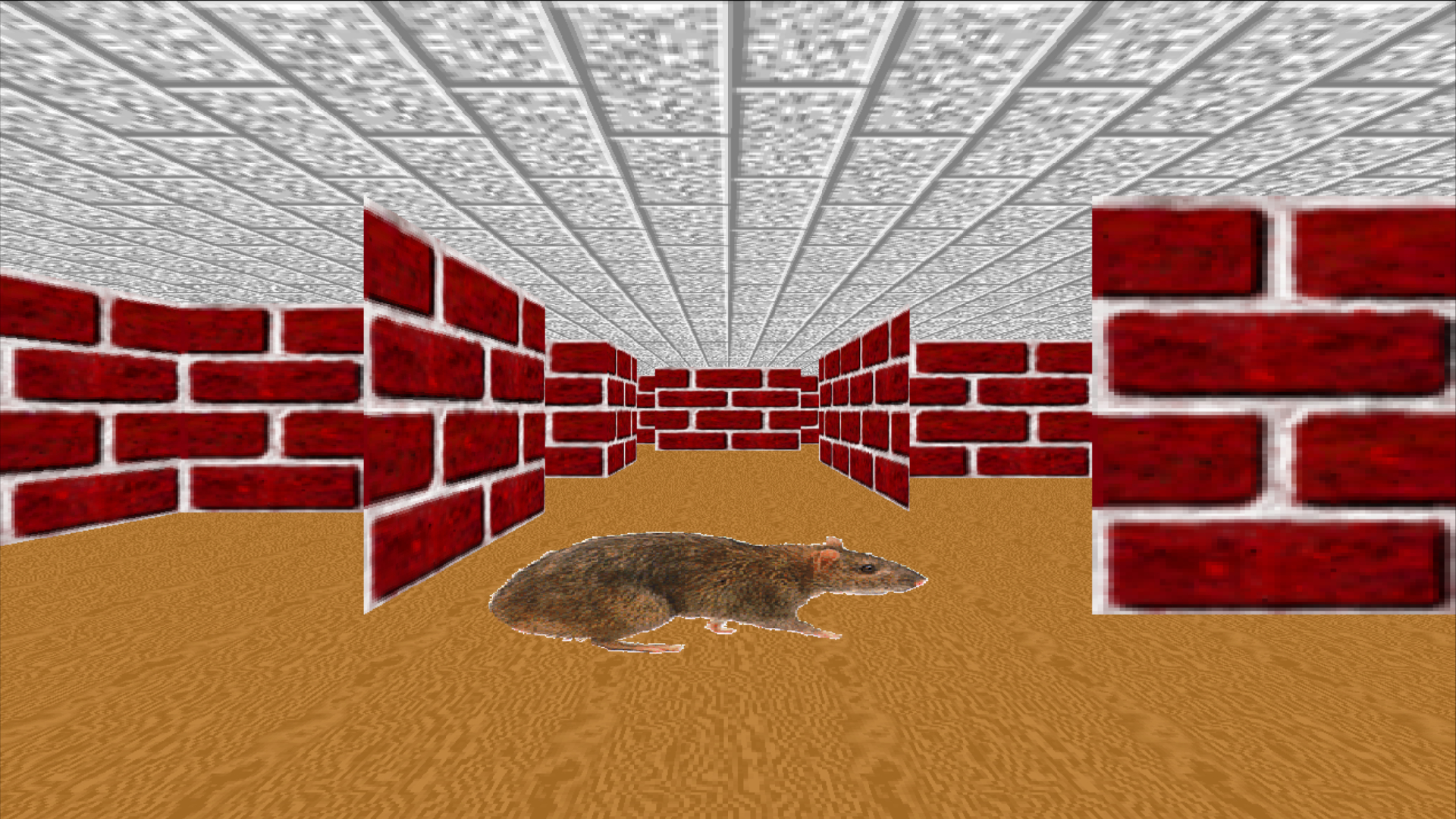 A screenshot from a playable version of the 3D Maze screensaver from Windows 95