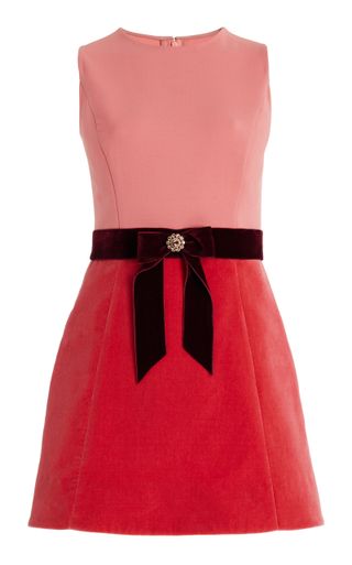 Bow-Detailed Wool Mini Dress