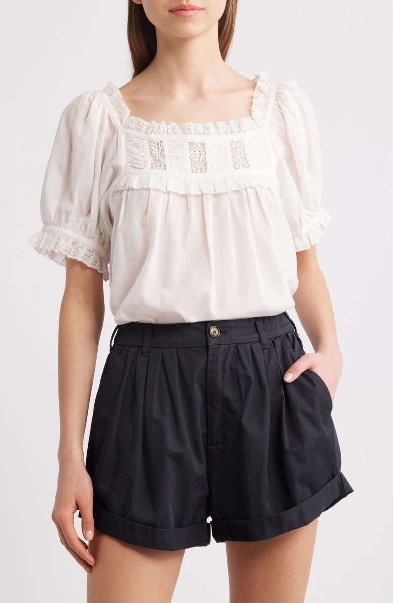 Frances Lace Inset Cotton Blend Top