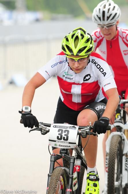 Romona Forchini (Strubi MTB Kader) with one lap to go