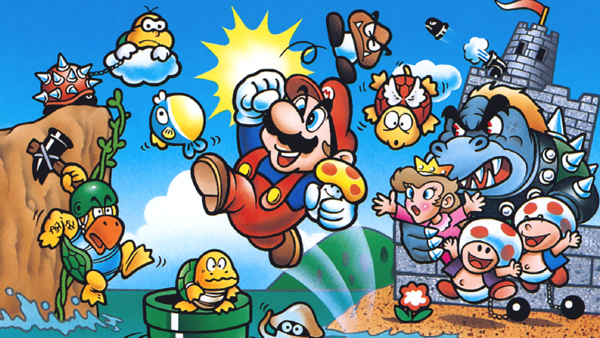 The Japanese box art for the original Super Mario Bros