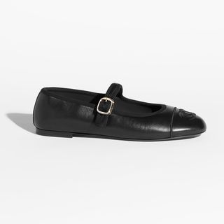 Black lambskin Chanel Mary Jane flats