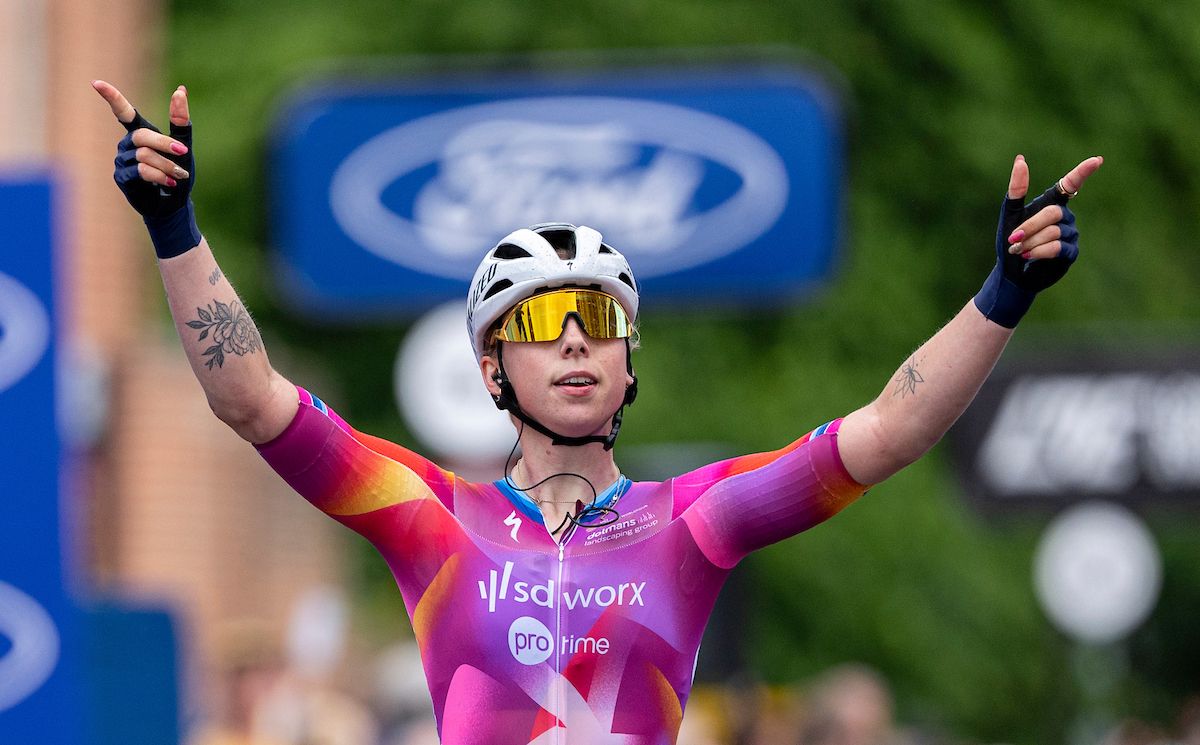 Lorena Wiebes (NED) of Team SD Worx Protime (NED) celebrates as she crosses the finish line to win Stage One of the Ford RideLondon Classique in Colchester on Friday 24th May 2024.
Photo: Bob Martin for London Marathon Events
For further information: media@londonmarathonevents.co.uk