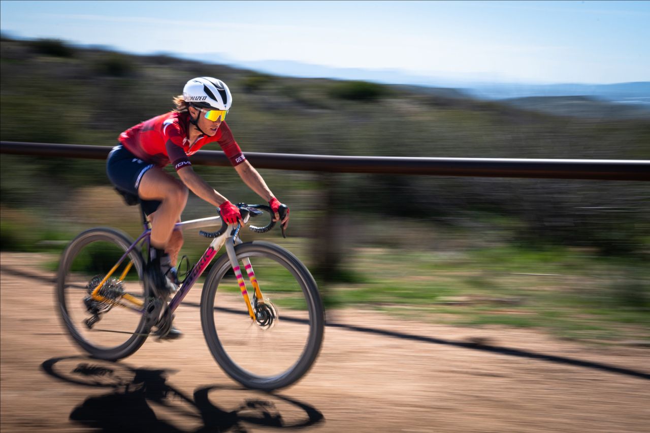 Sofia Gomez Villafa&ntilde;e broke away from other contenders to ride solo for pro women's victory