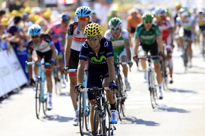 Alejandro Valverde (Movistar) at the finish of stage 13, a day he lost nearly 10 minutes and likely any hope of a podium finish in Paris