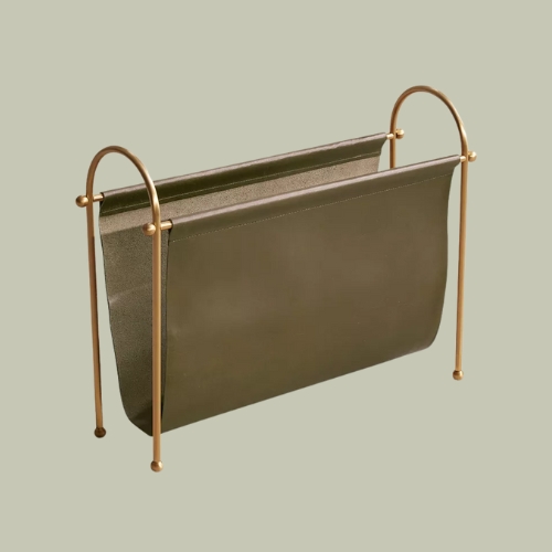 SOHO HOME, Meard Leather and Brass Magazine Rack