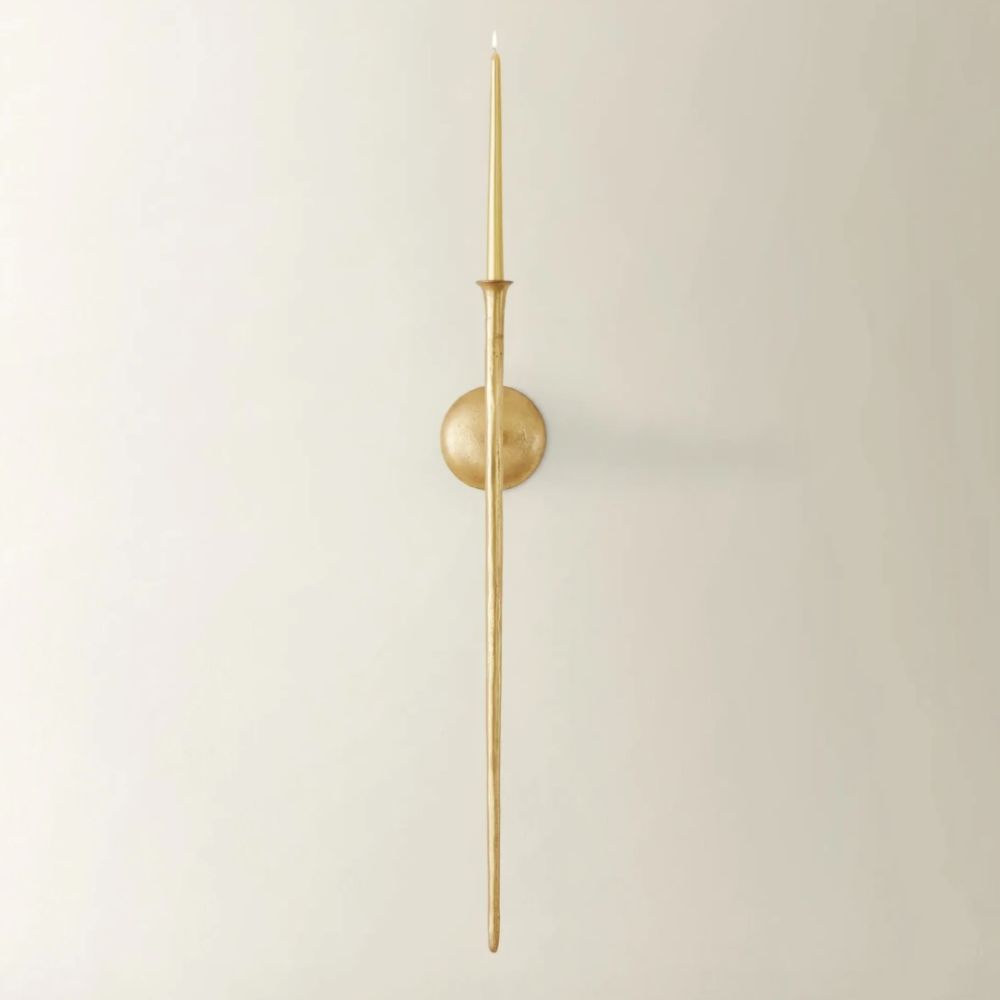 long gold candle wall sconce
