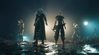 Sephiroth and Cloud flanked by Shinra soldiers in Final Fantasy 7 Rebirth