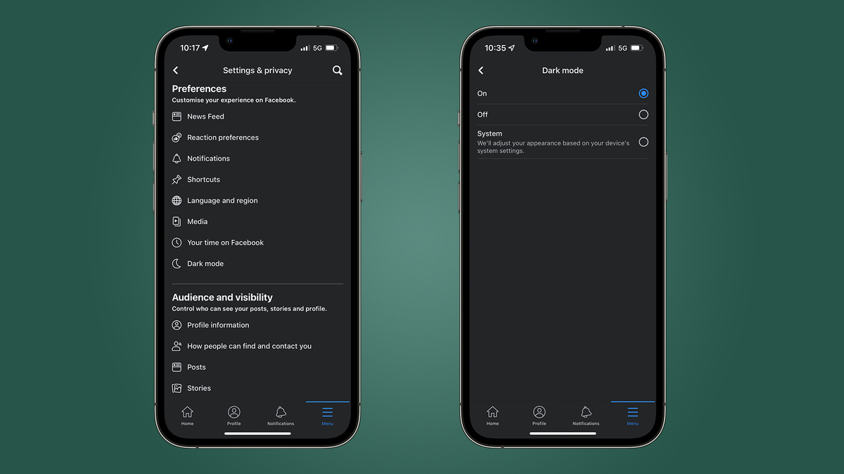 mobile application feature dark mode