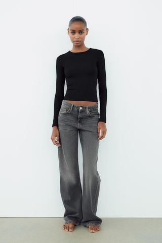 ZARA, Trf Mid-Rise Wide Leg Jeans