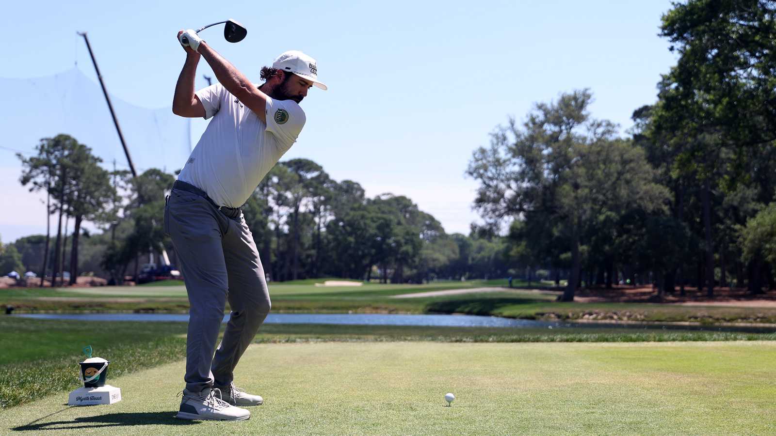 Mark Hubbard at the top of his backswing