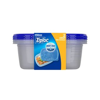 two Ziploc Containers with Smart Snap Technology in rectangle shapes