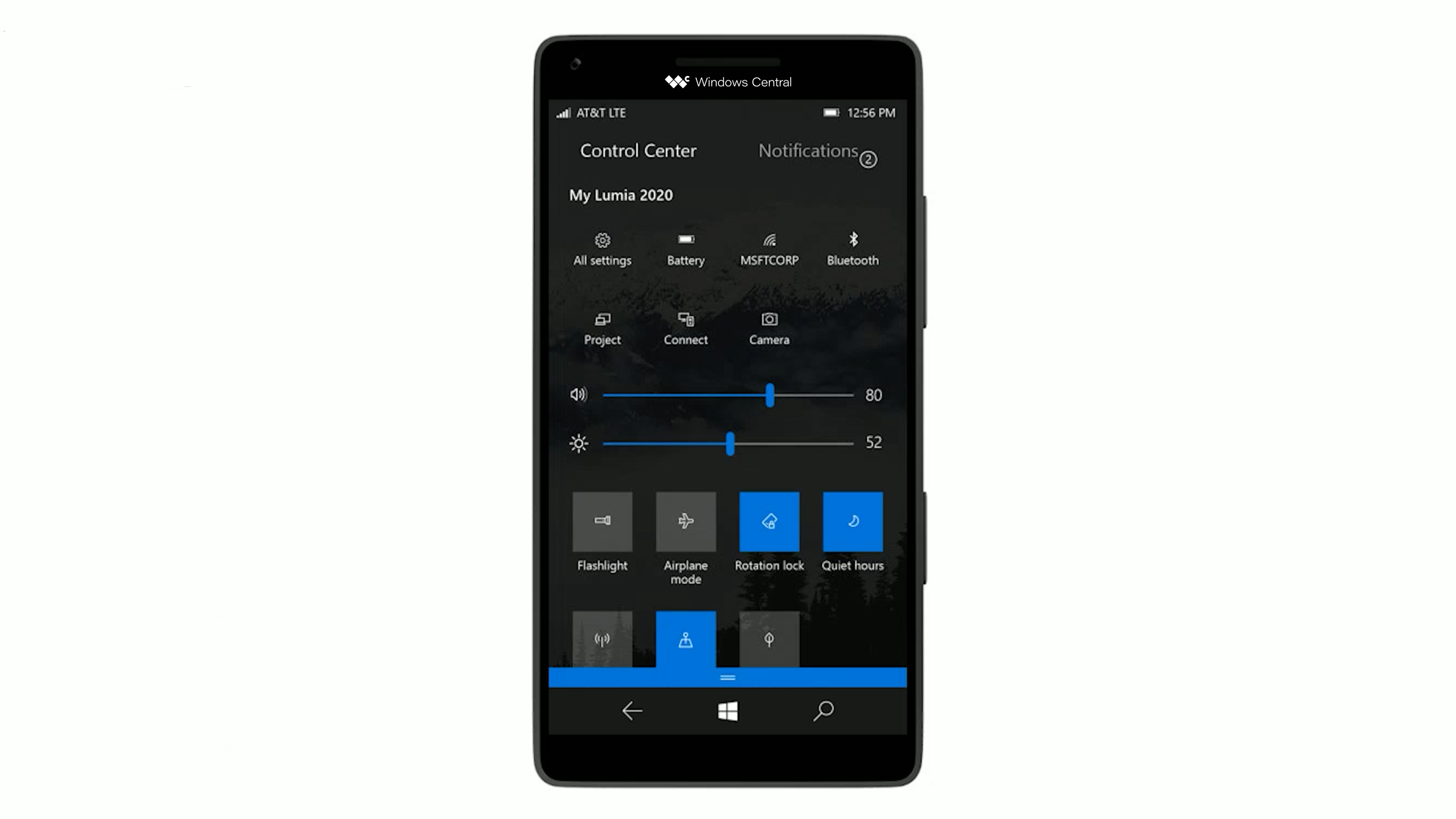 Control Center on Windows Phone