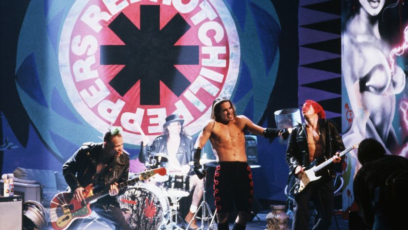 The Red Hot Chili Peppers perform onstage in 1992