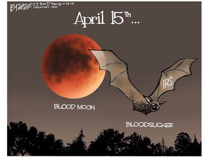 Editorial cartoon IRS blood moon