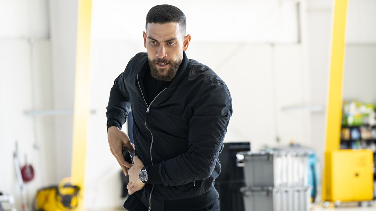 Zeeko Zaki as Special Agent Omar Adom ‘OA’ Zidan in all black in FBI season 6