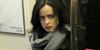 Jessica Jones riding the subway