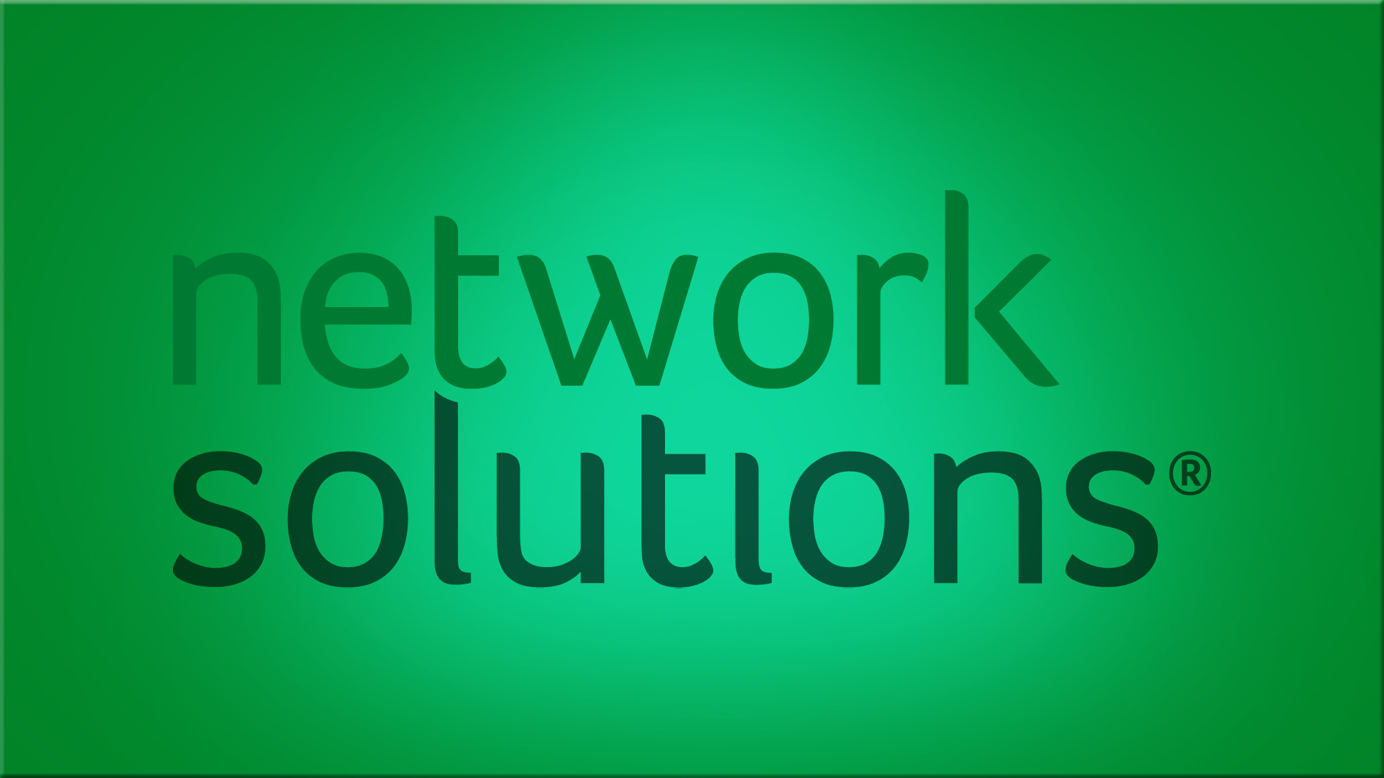 Network Solutions logo on green background with spotlight effect