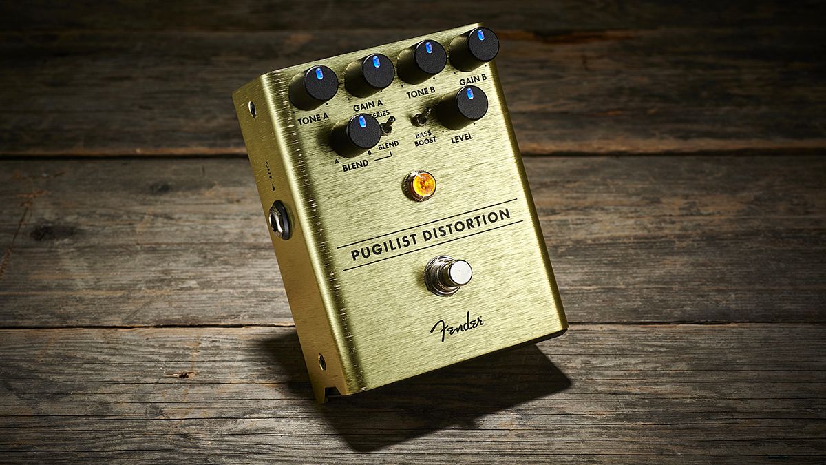 Fender Pugilist pedal on a wooden floor