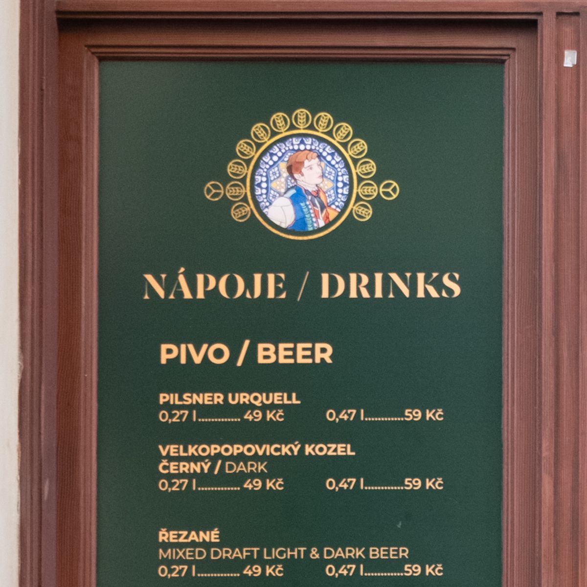 Czech sign for drinks at a pub