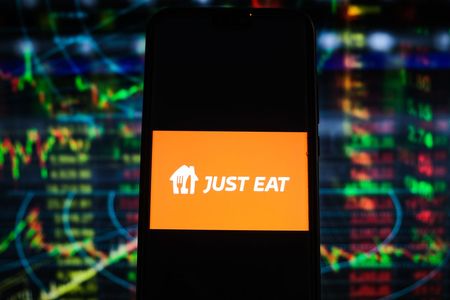 Just Eat logo displayed on a smartphone 