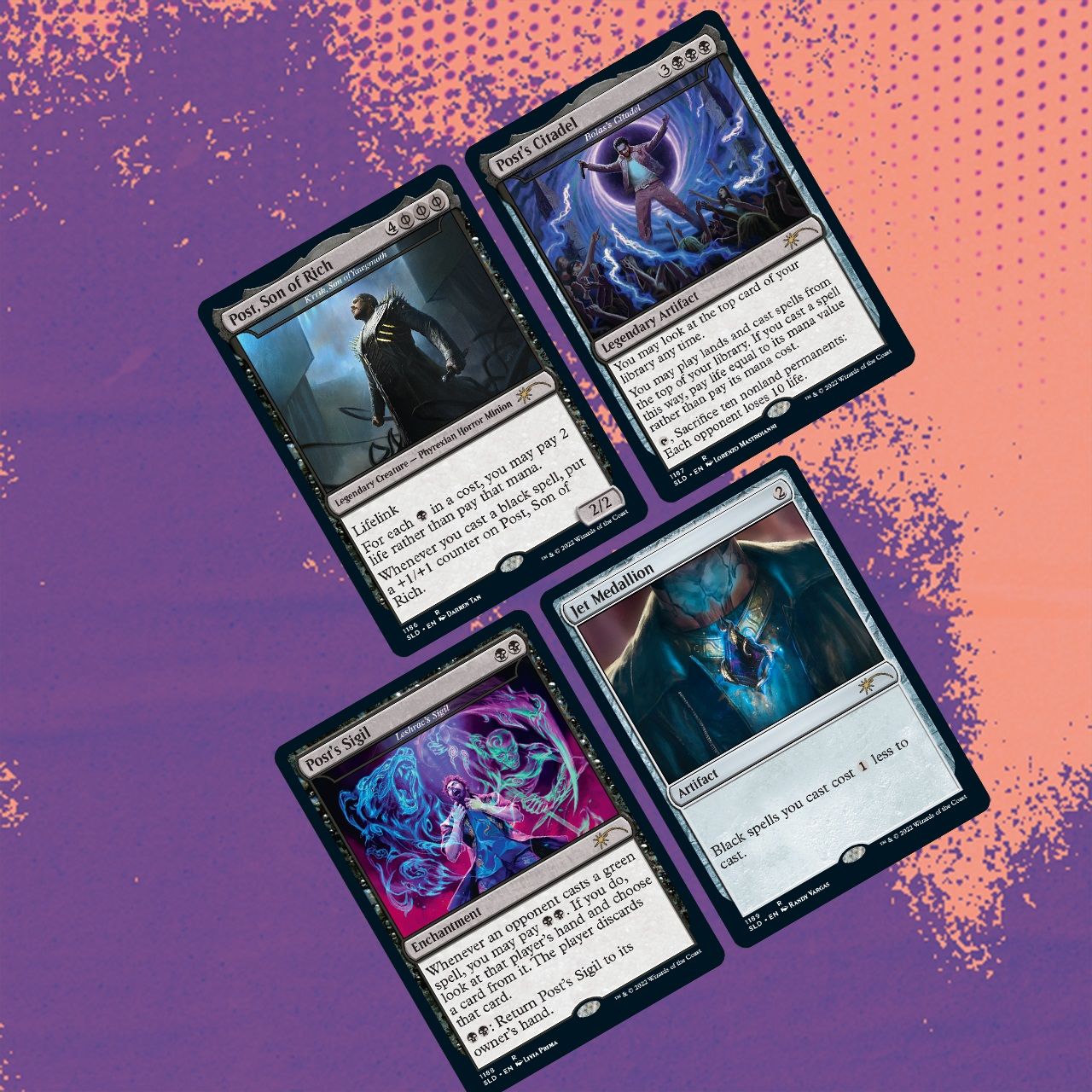 Limited ed Magic cards featuring art themed around Post Malone