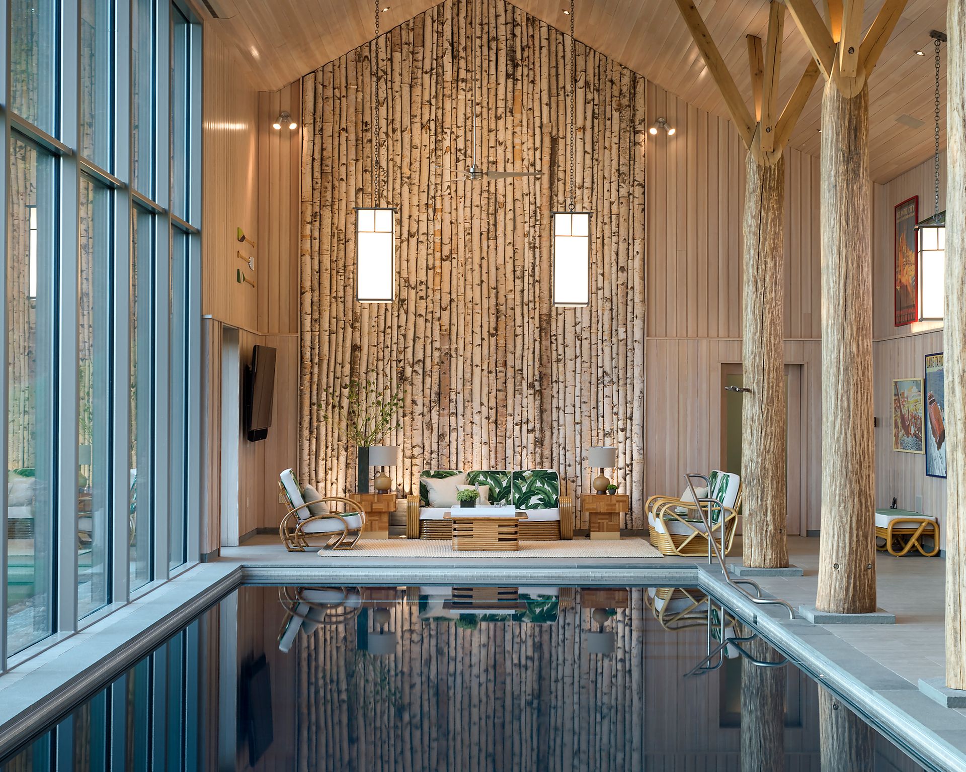 double height pool house in NY