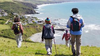 Young hikers on the coast path