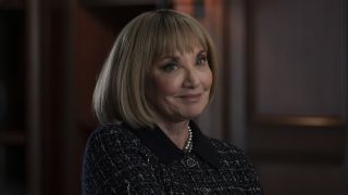 J. Smith-Cameron smiling as Isadora in CBS' Elsbeth Season 3x14