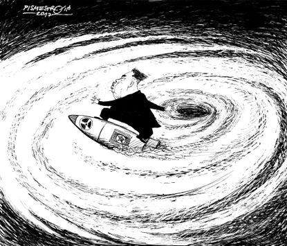 Political cartoon U.S. hurricanes Kim Jong-Un North Korea nuclear weapons