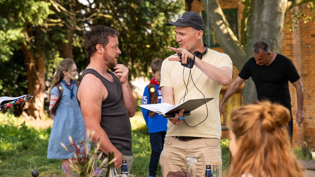 James Watkins directing James McAvoy on the set of Speak No Evil