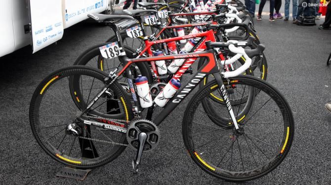 Canyon sponsors both the Katusha team shown here and the Movistar squad. The latter's title sponsor has tighter restrictions on how the bikes look, though, so generally speaking you'll only see custom painted Canyons in the Katusha camp