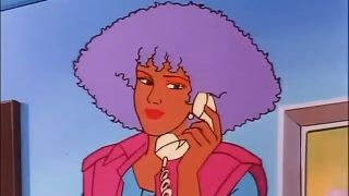 Shana Elmsford answering the phone on Jem and the Holograms