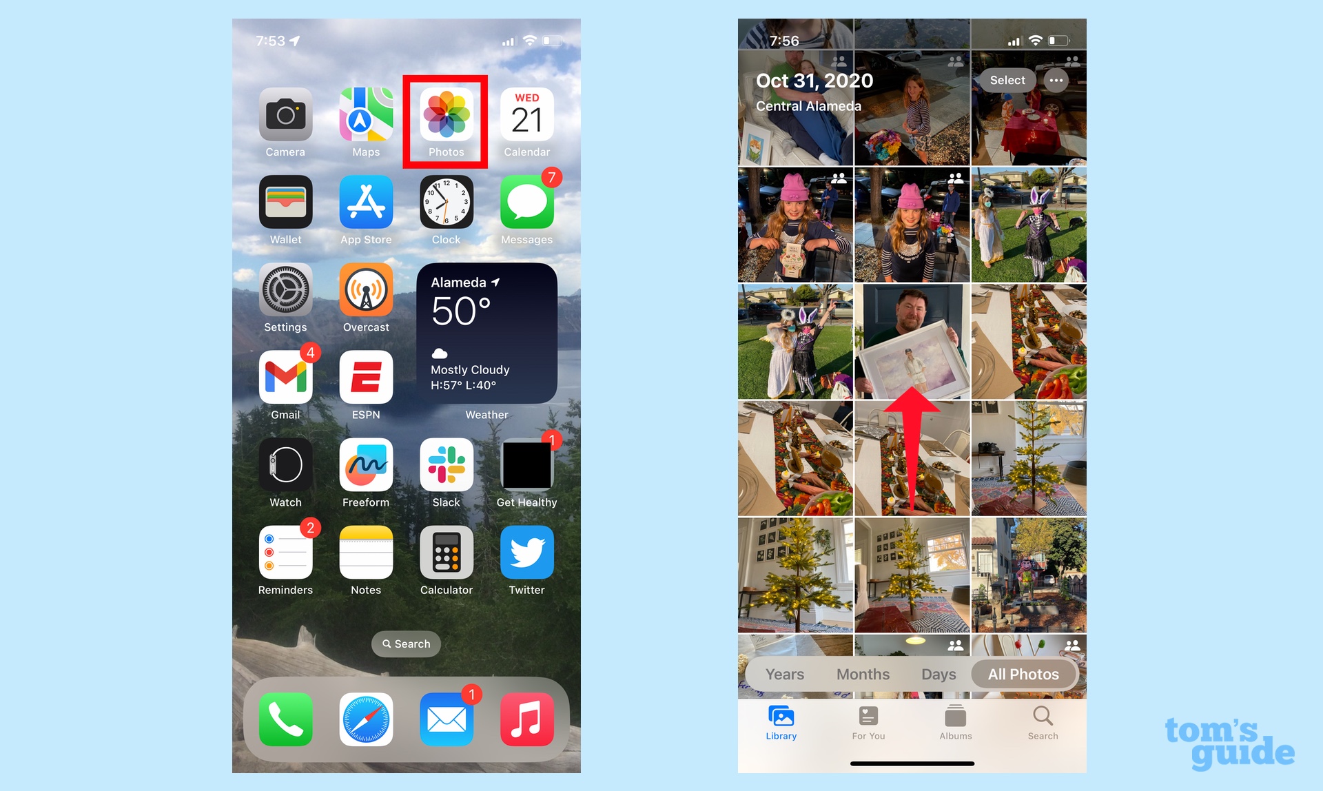 iOS 16, как скрыть фотографии, шаг 1, запустите приложение для фотографий и выберите фотографию, которую нужно скрыть.