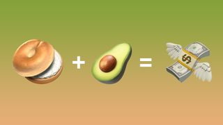 Bagel emoji + avocado emoji = flying money emoji. 