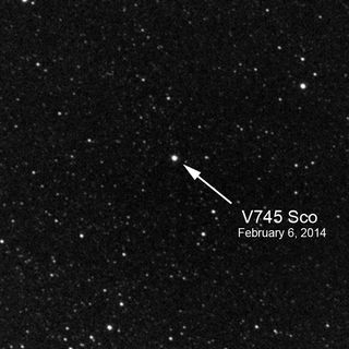 Researchers were able to analyze a bright nova explosion from the binary system V745 Sco in 2014 — the third time a dramatic brightening of the system had been observed, but the first time they could gather extensive data.