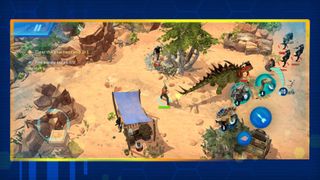 Jurassic World Primal Ops Screenshot showing a dinosaur battle