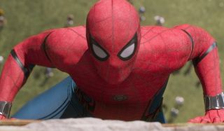 Spider-Man climbing up Washington Monument in Homecoming
