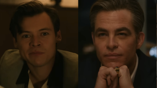 Harry Styles and Chris Pine in Don't Worry Darling side by side 