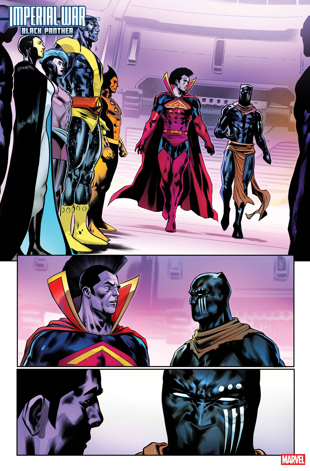 Black Panther encountering the Shi'ar Imperial Guard