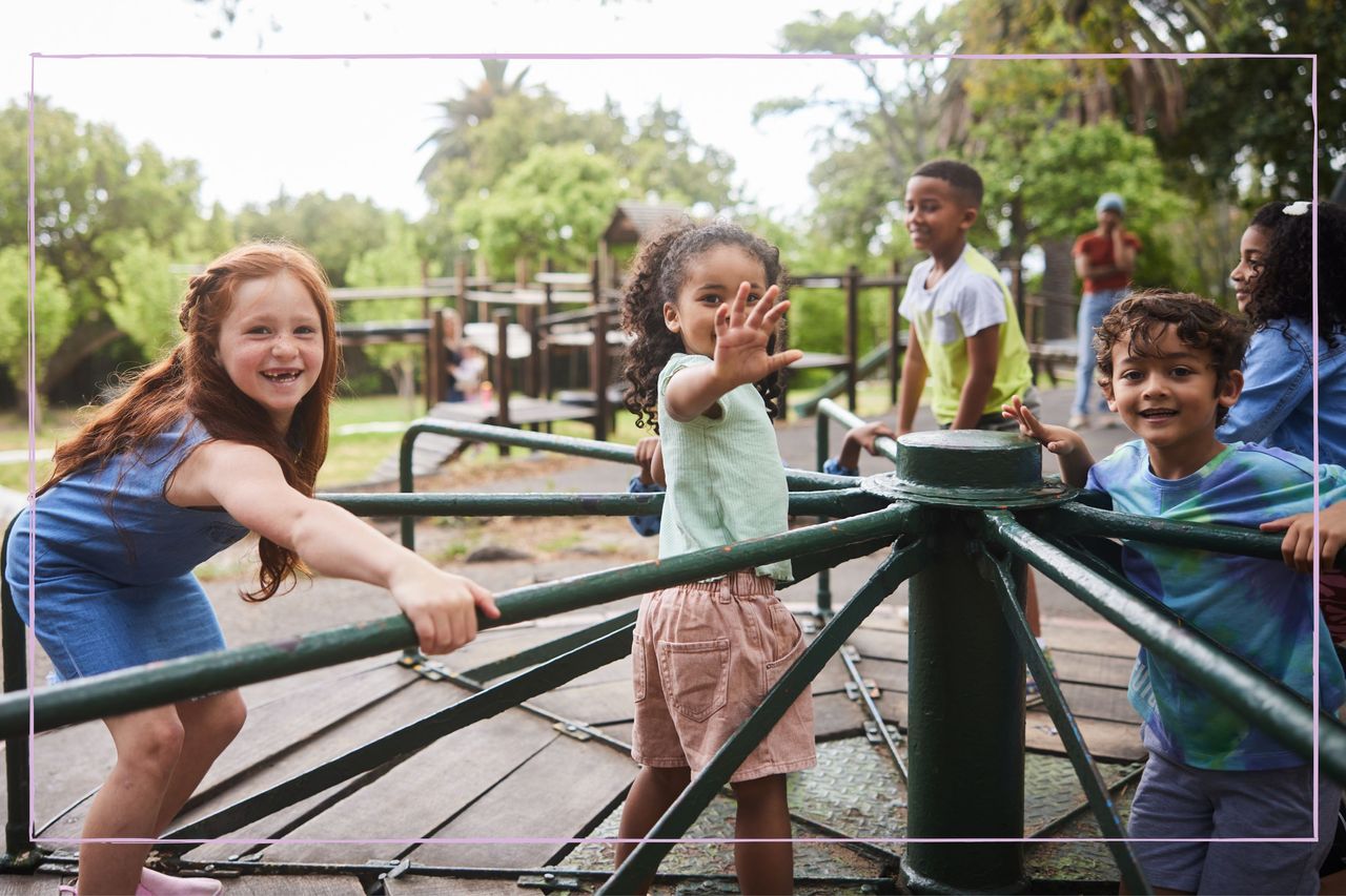 Kids playing in a playground 