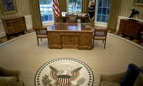 The new rug in Obama&amp;#039;s Oval Office incorrectly credits a quote.