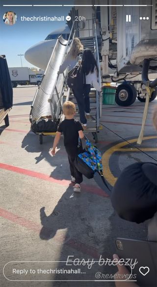 christina hall's family heading to their flight on instagram stories