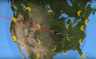 A still from a new video for the free NASA GLOBAL Observer app. The continental United States, as well as Canada and Mexico, will experience a partial or total solar eclipse on Aug. 21, 2017. Observers within all ranges of the eclipse path are invited to measure temperatures in their vicinity and then upload the information to the new NASA GLOBE Observer (NASA GO) app.